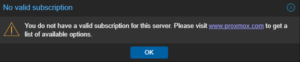 Proxmox: You do not have a valid subscription for this server.