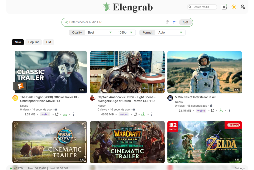 Elengrab 0.26.0 - светлая тема